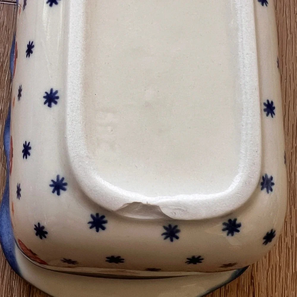 Wiza Polish Pottery Loaf Pan Boleslawiec Handmade Stoneware Apple Star Pattern